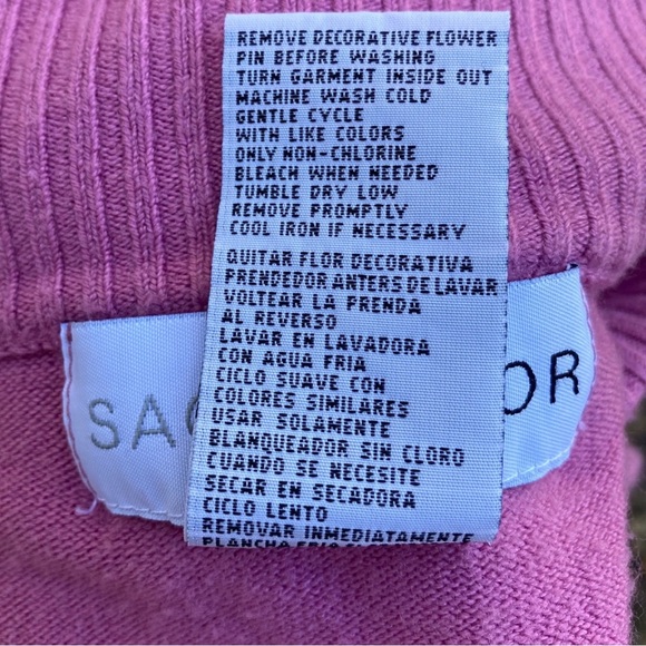 Sag Harbor Vintage Pink Cardigan w/ Flower Brooch Cozy Y2K Coquette Cottagecore - Picture 7 of 8